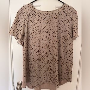 Fortune & Ivy Dondria Mixed Material Flutter Sleeve Blouse. XXL.